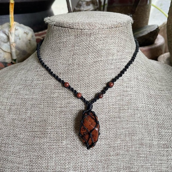 Boho Hippie Micro Macrame Crystal Choker Necklace - Picture 4 of 10